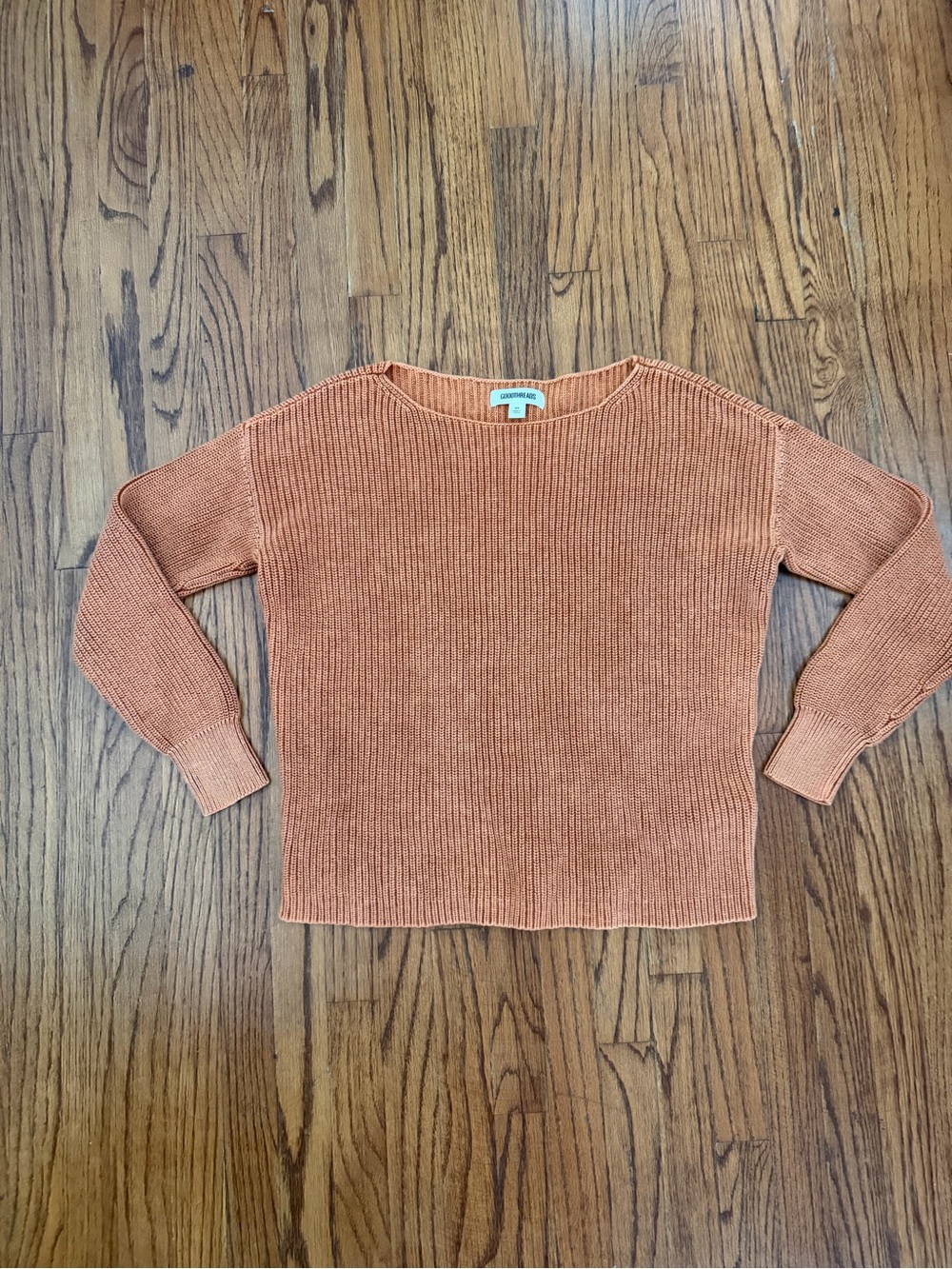 Goodthreads Women's Mineral Wash Ribbed
Boatneck Pullover Sweater Size XS, Rust